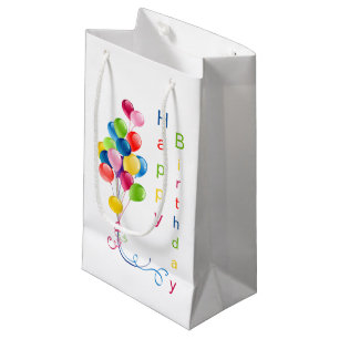 Petit Sac Cadeau Ballons colorés, Bac cadeau d'anniversaire heureu