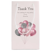 Petit Sac Cadeau Ballons de parties scintillant rose et argent Merc (Dos)