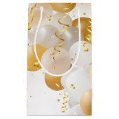 Petit Sac Cadeau Ballons or et blanc (Devant)