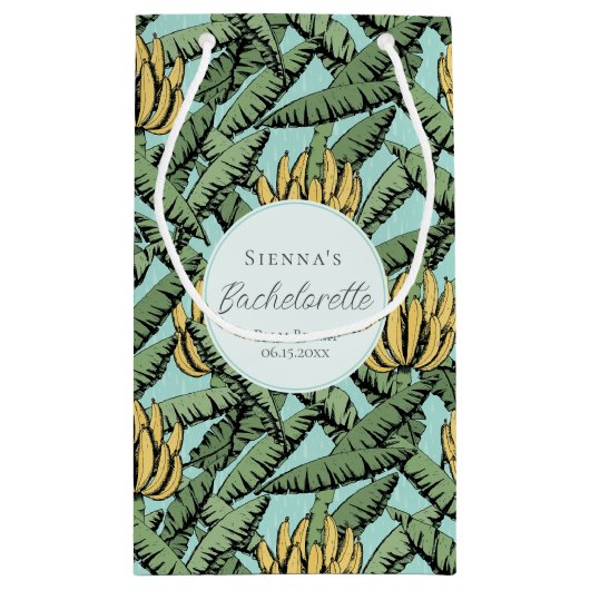 Petit Sac Cadeau Banane tropicale Turquoise Feuille Bachelorette (Dos)