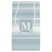 Petit Sac Cadeau Bandes bleu glace monogramme (Devant)