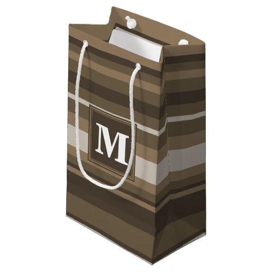 Petit Sac Cadeau Bandes Brown (Devant Angle)