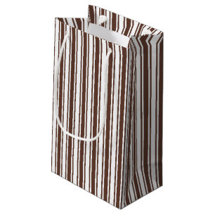 Petit Sac Cadeau Bandes de bonbons brun et blanc chocolat
