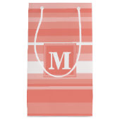 Petit Sac Cadeau Bandes de corail monogramme (Devant)
