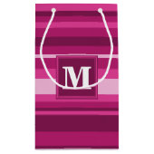 Petit Sac Cadeau Bandes de monogramme fuchsia (Dos)