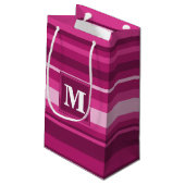 Petit Sac Cadeau Bandes de monogramme fuchsia (Dos Angle)