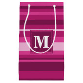 Petit Sac Cadeau Bandes de monogramme fuchsia (Devant)