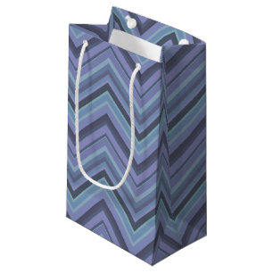 Petit Sac Cadeau Bandes de zigzag gris bleu