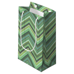 Petit Sac Cadeau Bandes de zigzag vert olive