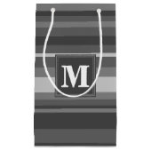 Petit Sac Cadeau Bandes gris monogramme (Devant)