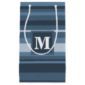 Petit Sac Cadeau Bandes gris monogramme (Devant)