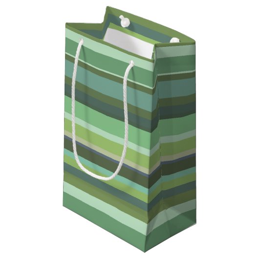 Petit Sac Cadeau Bandes horizontales vert olive (Devant Angle)
