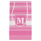Petit Sac Cadeau Bandes rose monogramme (Devant)