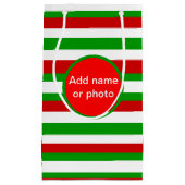 Petit Sac Cadeau Bandes rouges, blanches et vertes (Devant)