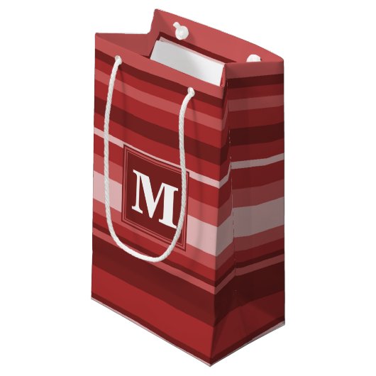 Petit Sac Cadeau Bandes rouges monogrammes (Devant Angle)
