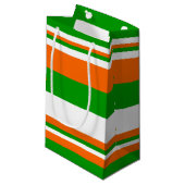 Petit Sac Cadeau Bandes vertes, blanches et orange (Devant Angle)
