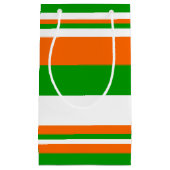 Petit Sac Cadeau Bandes vertes, blanches et orange (Devant)