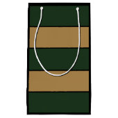 Petit Sac Cadeau Bandes Vertes Et Dorées Classiques De Noël (Devant)