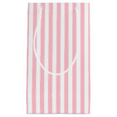 Petit Sac Cadeau Bandes verticales de taille moyenne rose et blanch (Devant)
