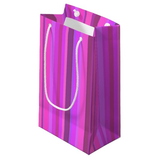 Petit Sac Cadeau Bandes verticales roses (Devant Angle)