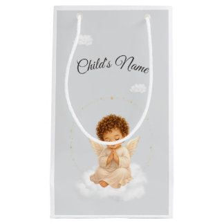 Petit Sac Cadeau Baptism Gift Bag for Boy with Angel | Personalized