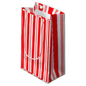 Petit Sac Cadeau Barré rouge et rose (Devant Angle)