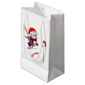 Petit Sac Cadeau Baseball Noël Snowman Jouer Baseball (Devant Angle)