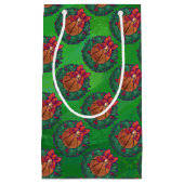 Petit Sac Cadeau Basket-ball en couronne de Noël (Devant)
