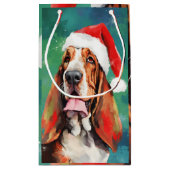 Petit Sac Cadeau Basset Hound Peinture de Noël (Dos)