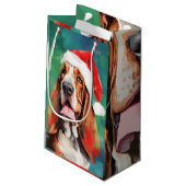 Petit Sac Cadeau Basset Hound Peinture de Noël (Dos Angle)