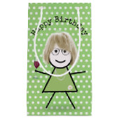 Petit Sac Cadeau Bâton d'anniversaire fille avec verre à vin (Devant)