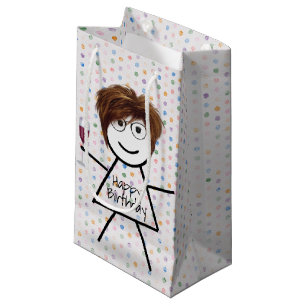 Petit Sac Cadeau Bâton fille d'anniversaire avec verre à vin