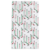 Petit Sac Cadeau Bâtons de hockey rouge et vert de Noël (Devant)