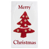 Petit Sac Cadeau Baubles Bouton Bouton Arbres de Noël Rouges (Dos)