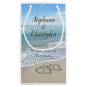 Petit Sac Cadeau Beach Wedding Hearts in the Sand Elegant (Dos)