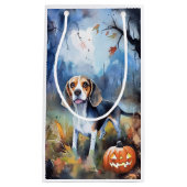 Petit Sac Cadeau Beagle d'Halloween avec peur Citrouille (Devant)