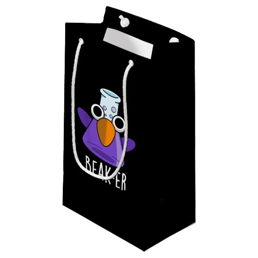 Petit Sac Cadeau Beak er Funny Chimie Pun Dark BG (Devant Angle)