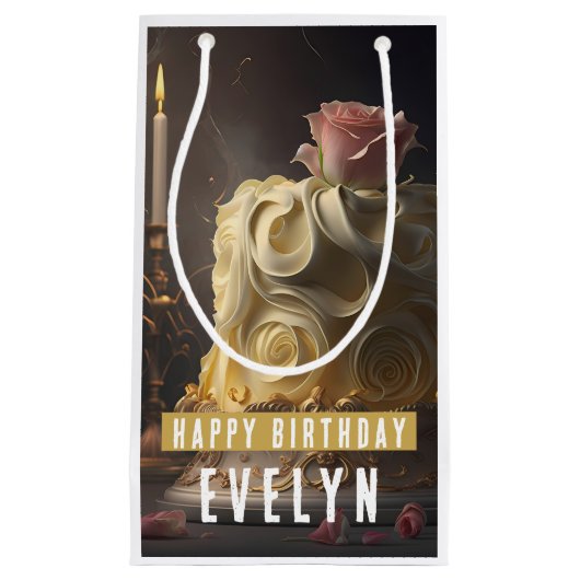 Petit Sac Cadeau Beauté et gâteau de la Bête - Anniversaire (Devant)