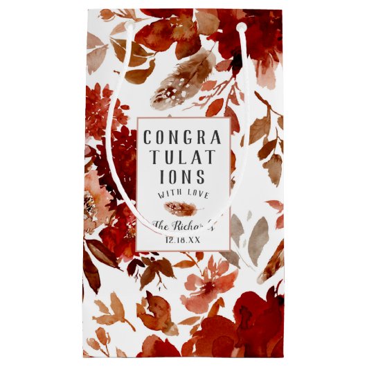 Petit Sac Cadeau Beauté Rustique Floral Mariage de automne Félicita (Devant)