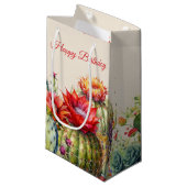 Petit Sac Cadeau Beaux Cactus Fleuris Avec Texte (Devant Angle)
