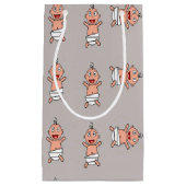 Petit Sac Cadeau Bébé avec couche sur gris (Devant)