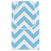 Petit Sac Cadeau Bébé Bleu et Blanc Grand Taille Horizontal Chevron (Dos)