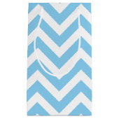 Petit Sac Cadeau Bébé Bleu et Blanc Grand Taille Horizontal Chevron (Devant)