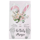 Petit Sac Cadeau Bébé lapin avec fleurs (Devant)