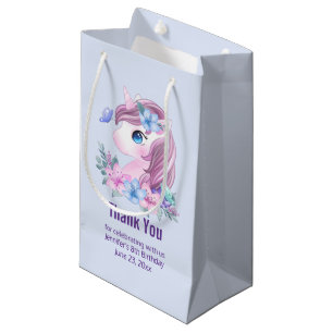 Petit Sac Cadeau Bébé magique licorne avec grand Merci des yeux