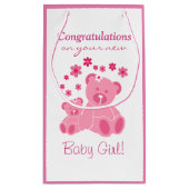Petit Sac Cadeau Bébé mignon Congrats de nounours rose (Dos)