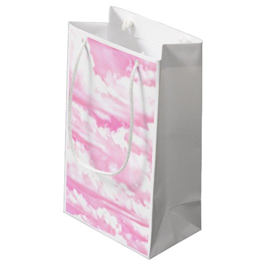 Petit Sac Cadeau Bébé Rose Joyeux Nuages Arrière-plan (Dos Angle)