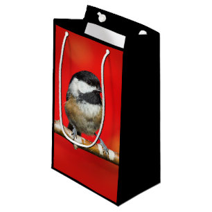 Petit Sac Cadeau Bécasseau noir sur Arrière - plan rouge d'automne