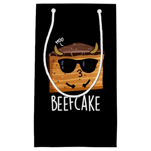 Petit Sac Cadeau Beefcake Funny Cake Pun Dark BG (Devant)