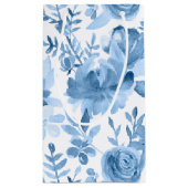 Petit Sac Cadeau Belle aquarelle bleue et blanche florale (Dos)